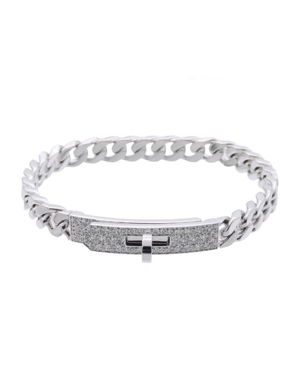 Hermes Kelly Gourmette Bracelet White Gold 18K Diamond
